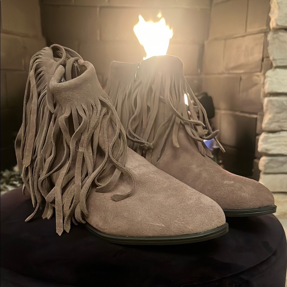 Fringe Suede Ankle Boots
